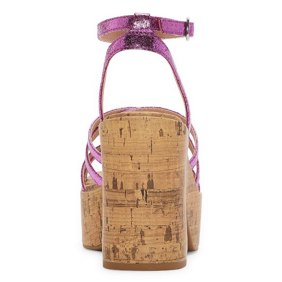 Pop Womens Admission Heeled Sandals, Color Fuchsia, Size 8.5 - Picture 4 of 4